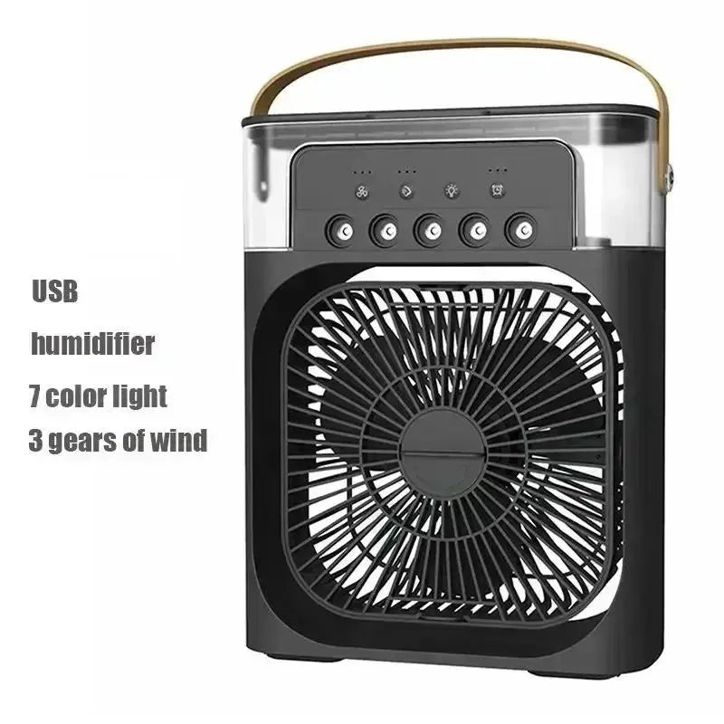 New 3 in 1 Fan Air Conditioner Household Mini Air Cooler LED Night Light Portable Humidifier Air Adjustment Fan Office Home Fan Quiet Desk Fan Bling Fan Usb Rechargeable Fan Portable Personal Fan