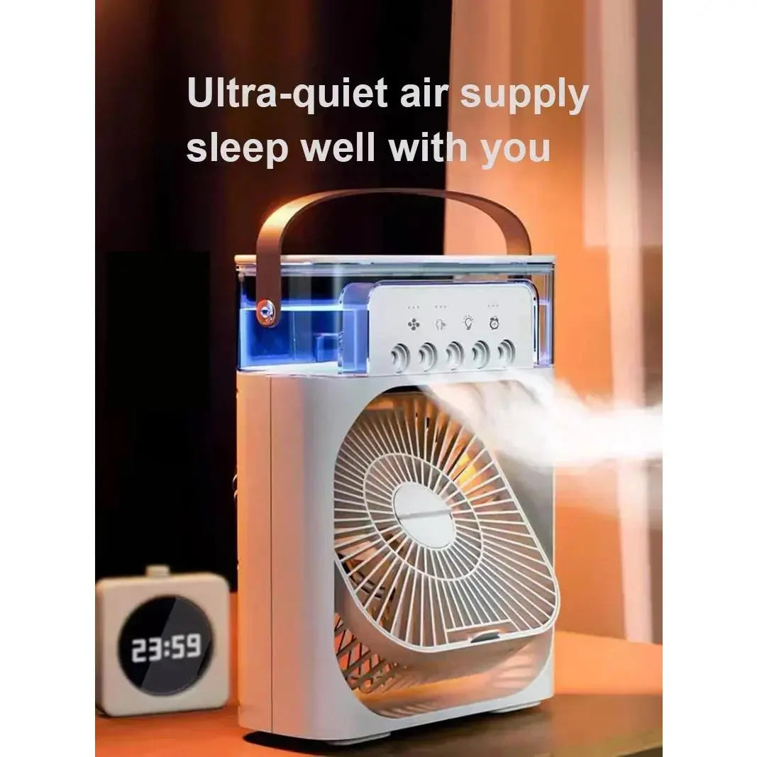 New 3 in 1 Fan Air Conditioner Household Mini Air Cooler LED Night Light Portable Humidifier Air Adjustment Fan Office Home Fan Quiet Desk Fan Bling Fan Usb Rechargeable Fan Portable Personal Fan
